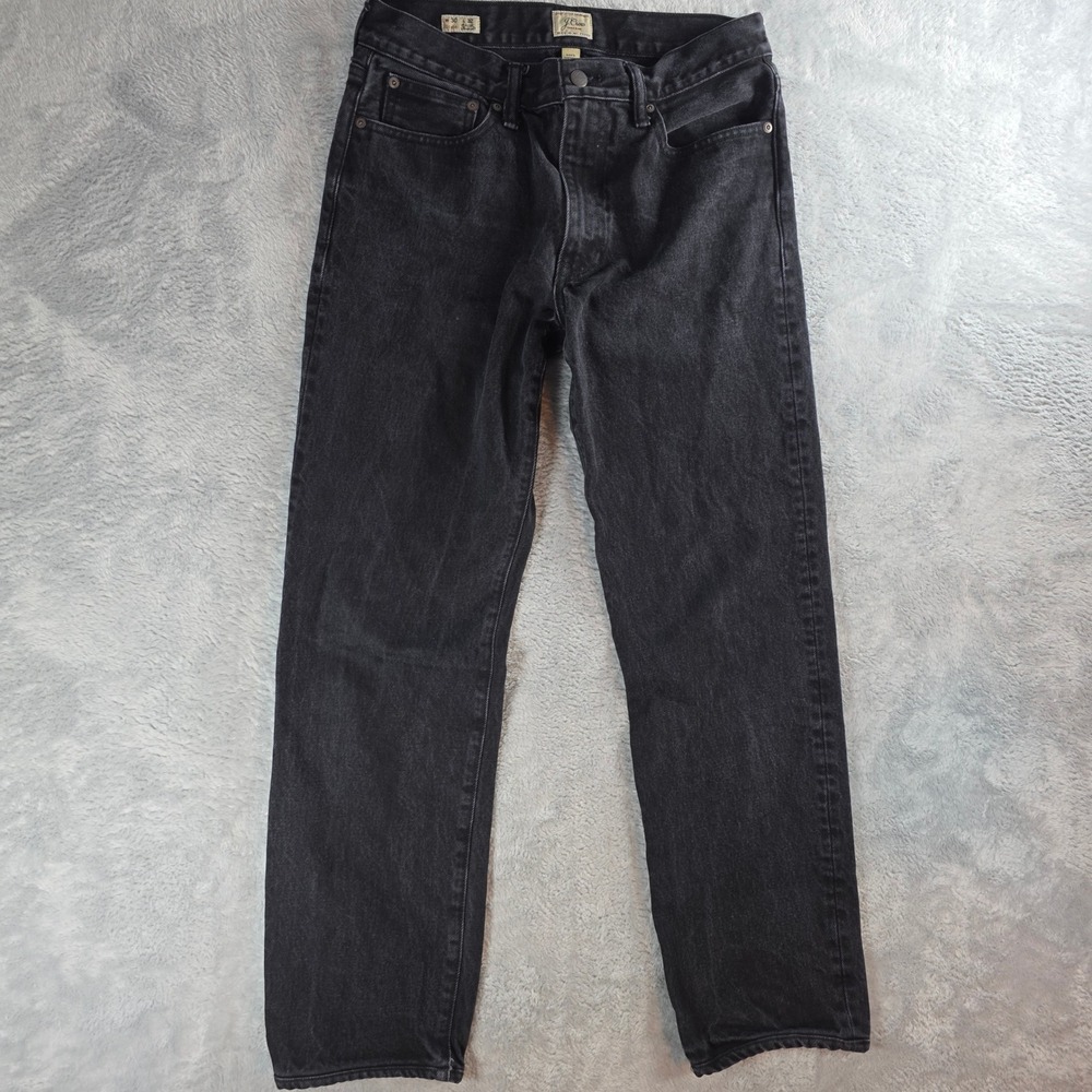 J.Crew Mens 30x32 (30) Black Classic Straight Jeans BC232 Faded Wash Denim
